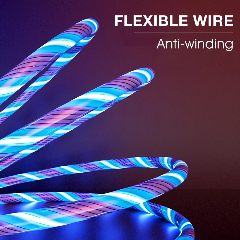 2m Type C Glowing Cable Mobile Phone Charging Cables LED light Charger For Samsu gallery
