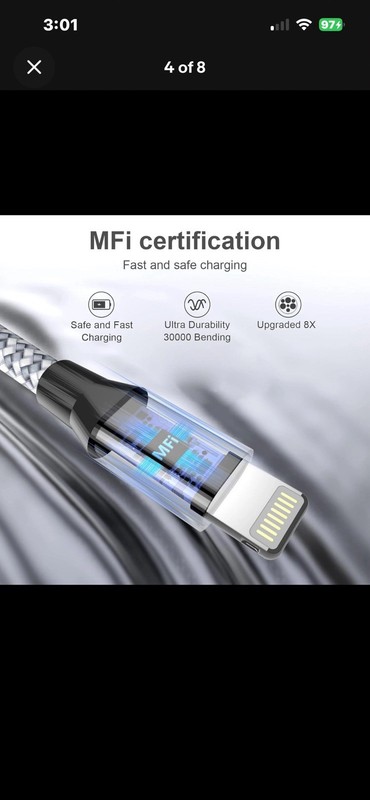 Durable iPhone Charger Cord 6FT 3Pack [Apple MFi Certified] Lightning Cable Nylo gallery