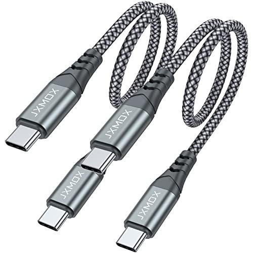 2 Pack 1FT USB-C to USB-C Cable 60W Fast Charging Type C Short Charger Cord Grey
