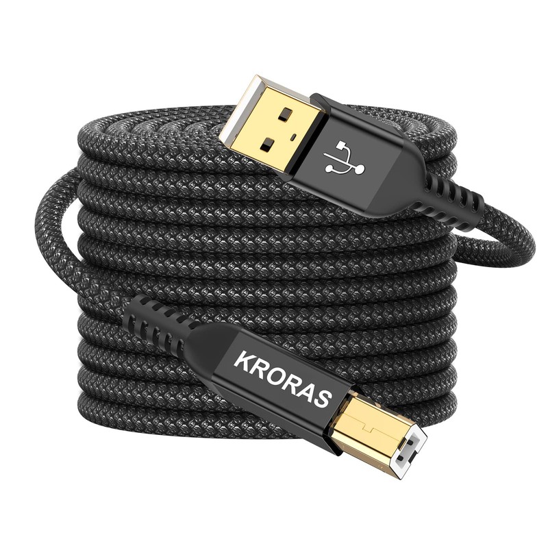 USB 2.0 Printer Cable 25 feet, USB Type A Male to B Male Scanner Cord High Sp…
