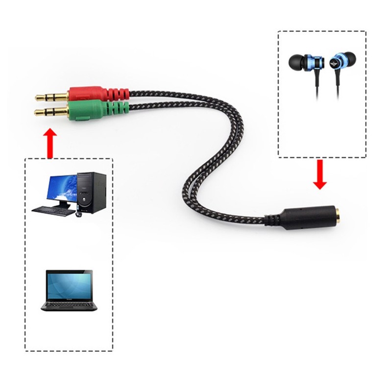 Female To 2 Male Audio Adapter Headset Splitter Cable For Pc Laptop Microphone gallery