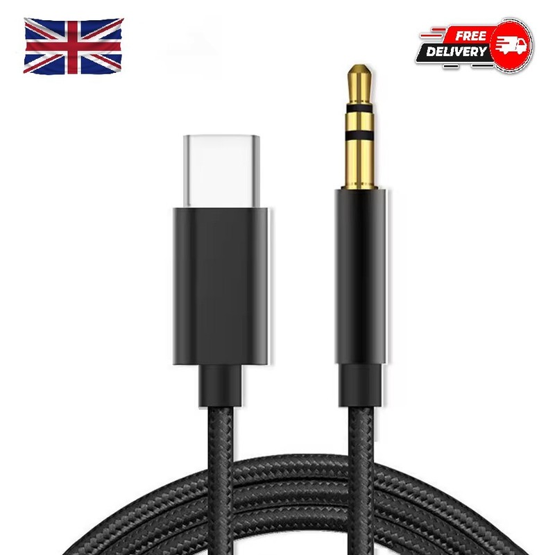 3.5mm Jack AUX to USB Type C Cable Cord Car Audio For New iPhone and Android UK