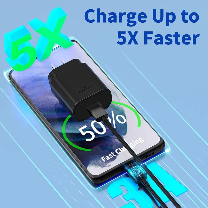 25W Super Fast Charger Set USB C Wall Block TypeC to C Cable For Samsung Adapter gallery