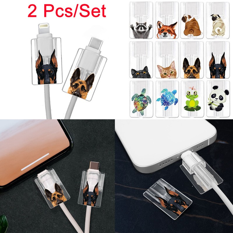 2 Pcs Cable Charging Head Protector Cover Cord Saver for iPhone Charger Cable