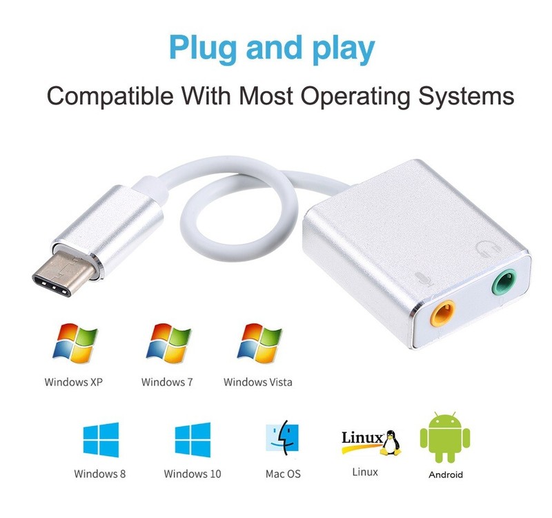 USB Type-C External Sound Card 7.1 Stereo Audio Mic Adapter For Apple iPad Air gallery