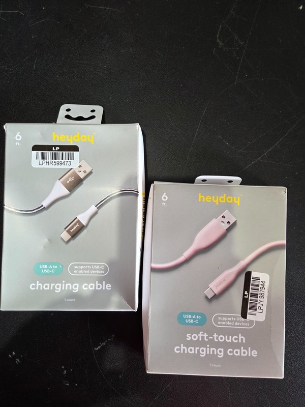 2-Pack Heyday USB-A to USB-C Soft Touch Heavy Duty 6ft Fast Charging Cables