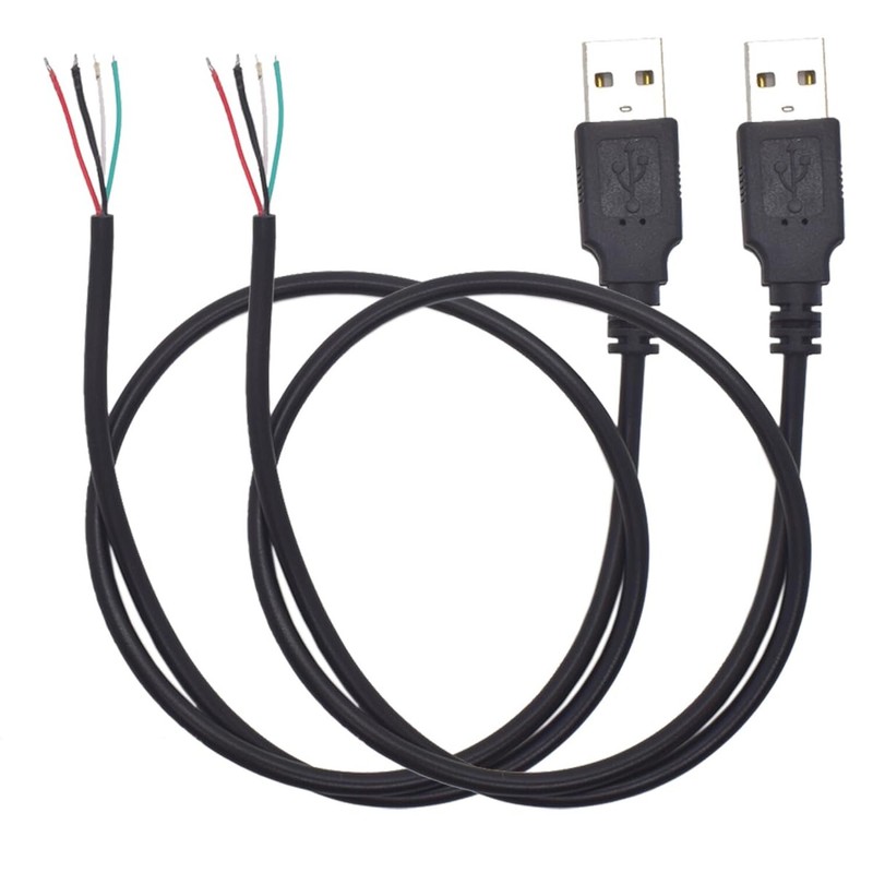2Pcs Short USB 2.0 Pigtail 4 Wire – 0.5M/1.6FT 5V/1A USB A Male 4 Pin Bare Wi…