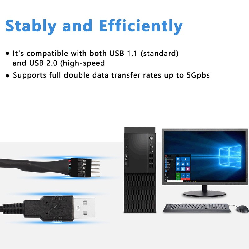 USB A to 9 Pin USB Header, 9 Pin Motherboard Male IDC Dupont to USB 2.0 Type ... gallery