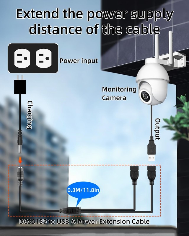 DC35135 Female to Dual USB A Female DC Splitter Charging Cable, 5V-12V DC 3.5... gallery