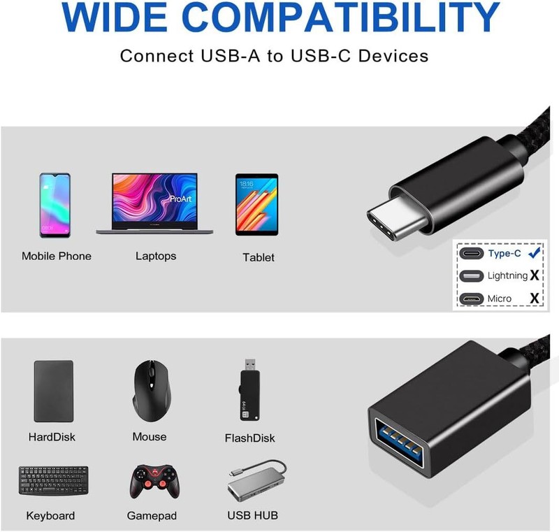 Lot USB-C 3.1 Type C Male to USB 3.0 Type A Female OTG Adapter Converter Cable gallery