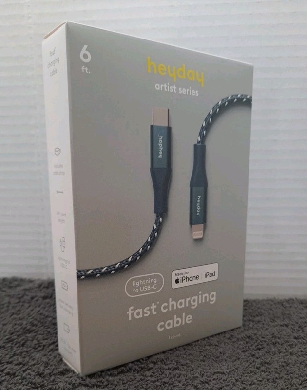 NIB Heyday Artist Series Fast Charging Cable To USB-C IPhone 6ft Cord gallery