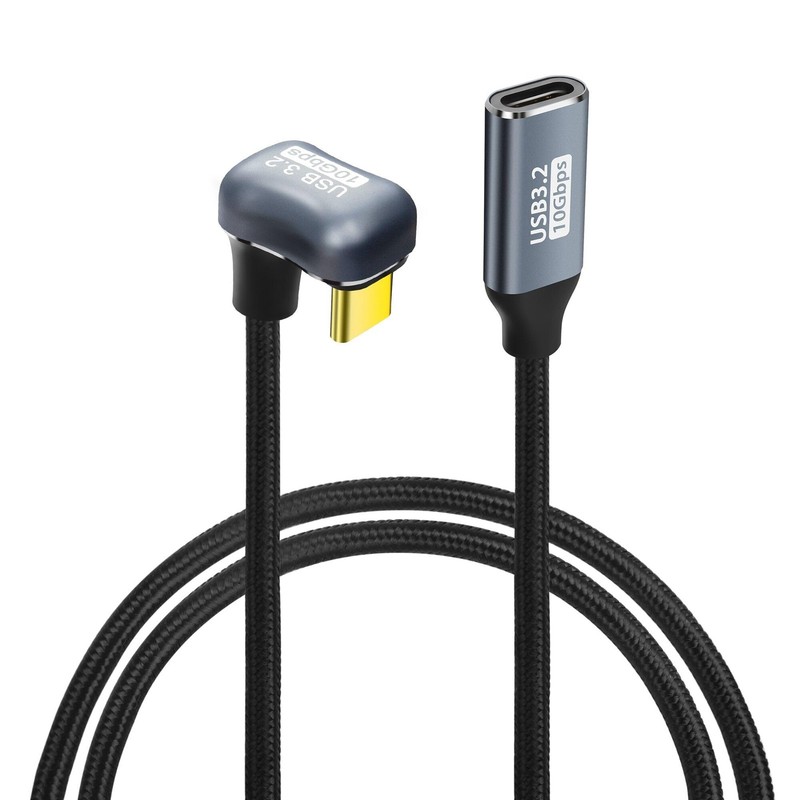 180 Angle U Shape USBC Male To Female Extension Cable 10Gbps 100W 1.6Ft