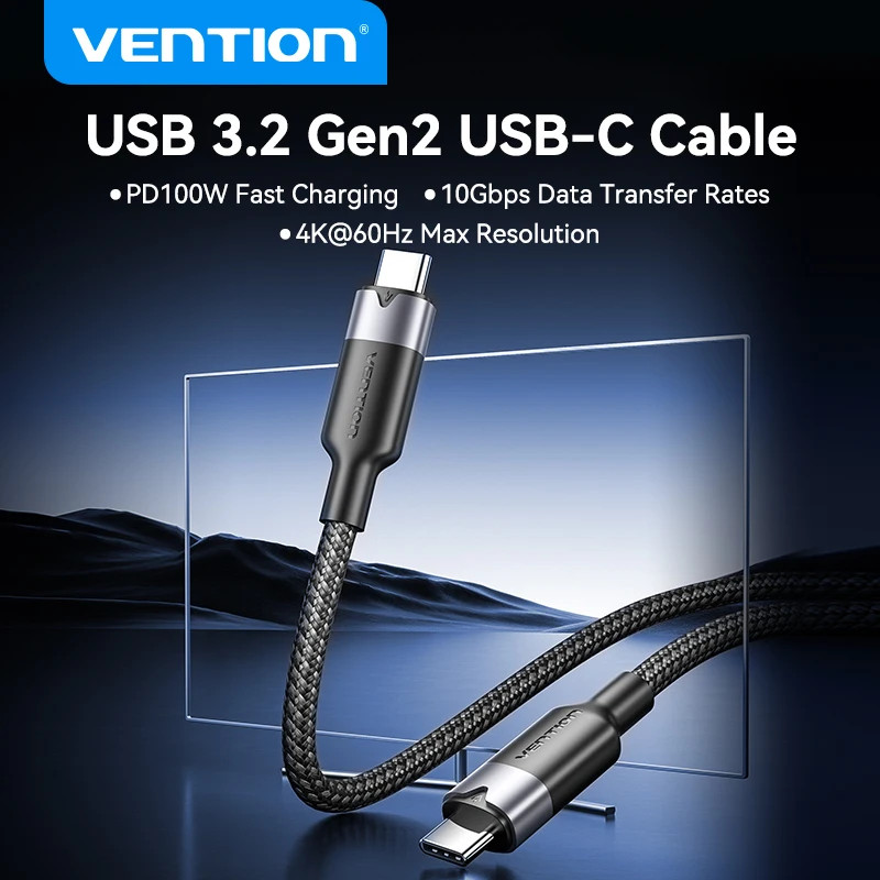 Vention 100W USB-C to USB-C Cable 10Gbps PD 4.0 Fast Charging Data Cord 5A gallery