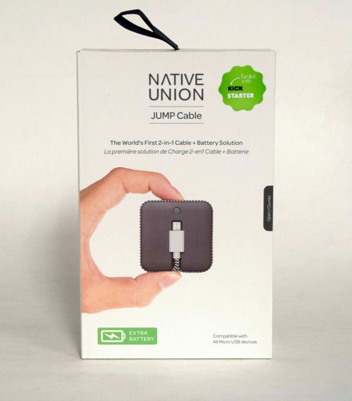 NEW Native Union Jump 2-in-1 Micro-USB Phone Cable & Portable Battery Pack SLATE