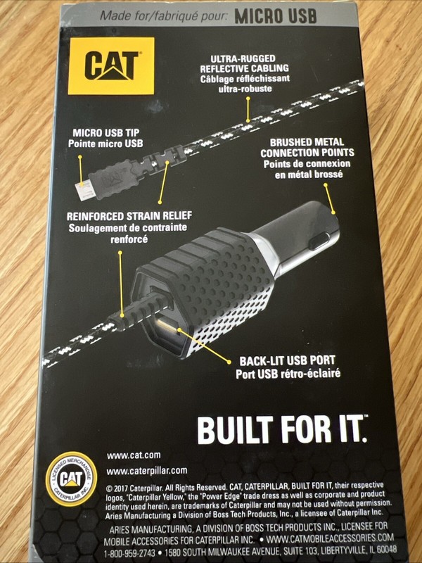 2 pk New Caterpillar CAT Micro USB 6 ft. Car Charger with Charge & Sync Cable gallery