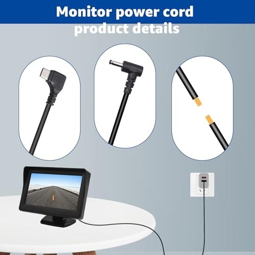 USB-C to DC Car Charger Cable for 7" Monitor & Wireless Backup Camera Power Supp gallery