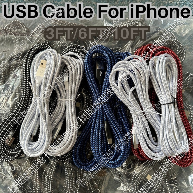 Heavy Duty Fast Charger USB Cable 3/6/10FT For iPhone 11 8 7 6 Charging Cord Lot