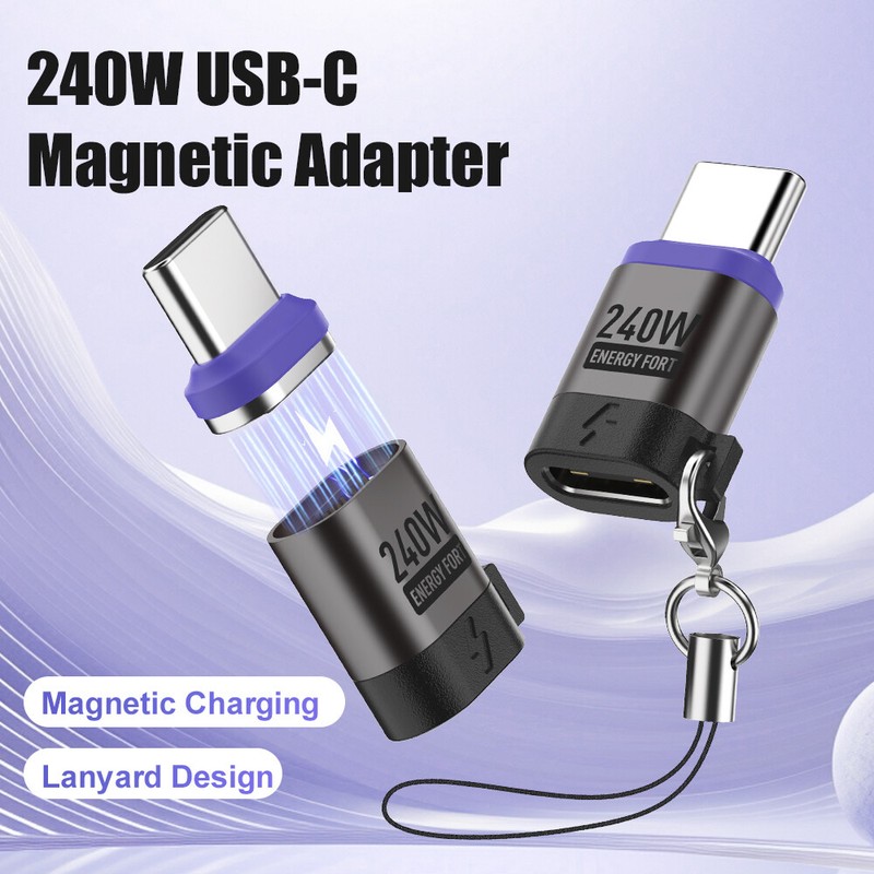 PD 240W Fast Charging Magnetic USB C Adapter Extender 480Mbps Data Transfer