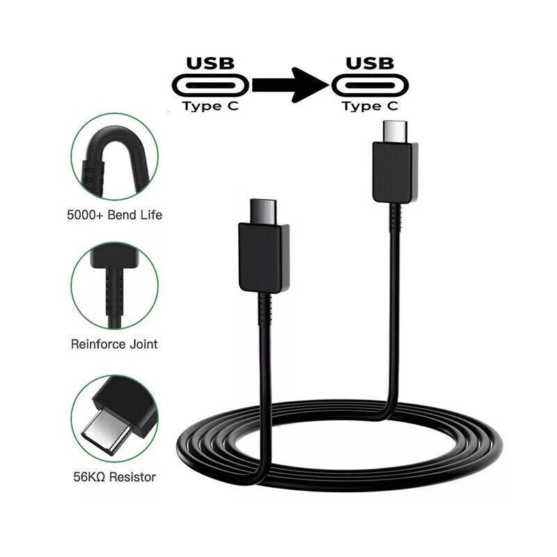 Black 6FT 2M Type C to Type C Cable Fast Charging Cable For Samsung/iPhone 15 16 gallery