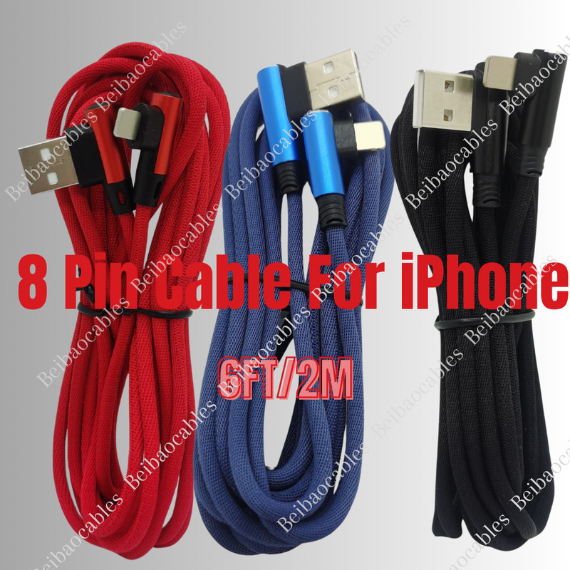 3X 90 Degree Elbow USB Fast Charger Cable 6FT For iPhone 14 12 11 Charging Cord