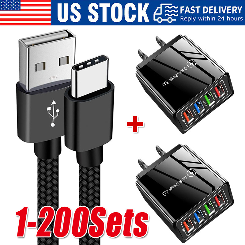Braided USB C Type-C Fast Charging Data SYNC Charger Cable Cord 3/6/10FT Lot