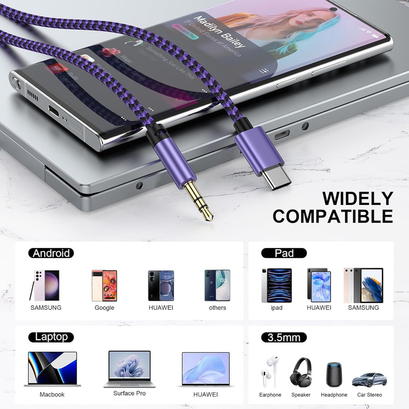 Iphone 16 17 Aux Cord for Car USB C to 3.5Mm Headphone Jack Adapter 3FT Car Ster gallery