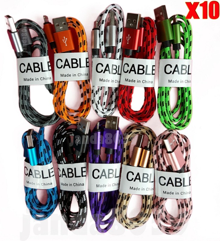 10X LOT 3FT BRAIDED USB Cable Charger Cord compatible with iPhone 8 7 6 Plus X