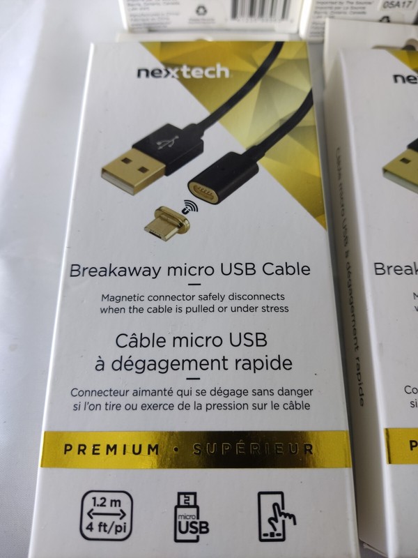 12x Lot of Braided Magnetic Breakway Micro USB Cables 4ft NEW Boxed W1 gallery