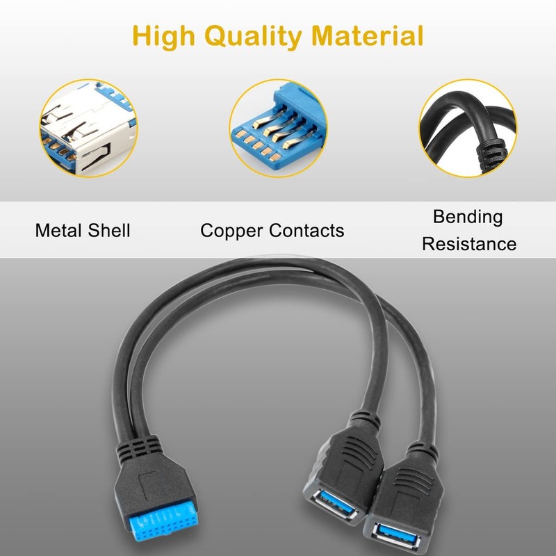 Dual USB 3.0 Female to Motherboard 20pin Header Cable for Front Panel, PC Mai... gallery