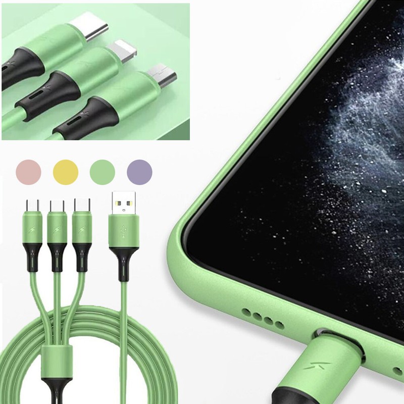 3 in 1 Charging USB Cable Charger Phone Type-C Micro iOS Multi Head ALL Phone ~ gallery