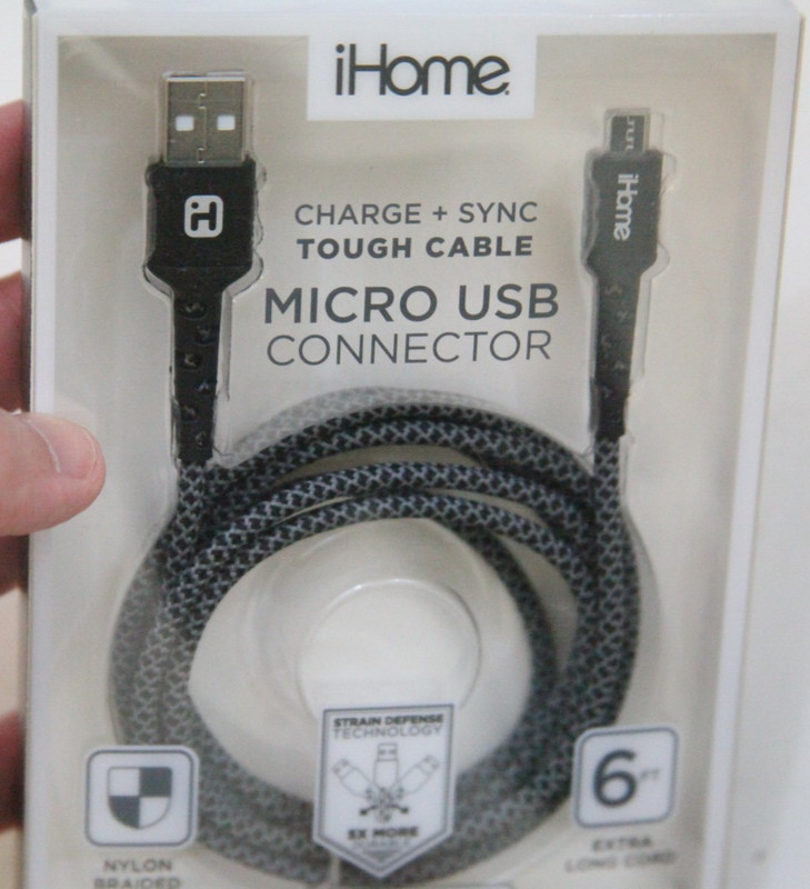NEW iHome USB Type 6-Foot Cord Charge & Sync Tough Micro USB Connector BB59