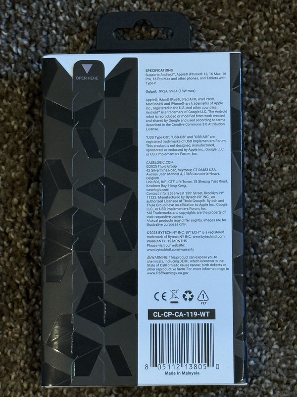 Case Logic 10 Ft USB C To USB A Fast Charging White Cable NEW gallery