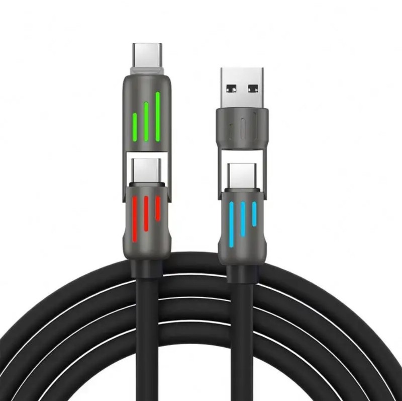 Charging Cable 2 In 2 Data 240W Ultra Fast Rapid Cell Phone Car Multi-Cord Black