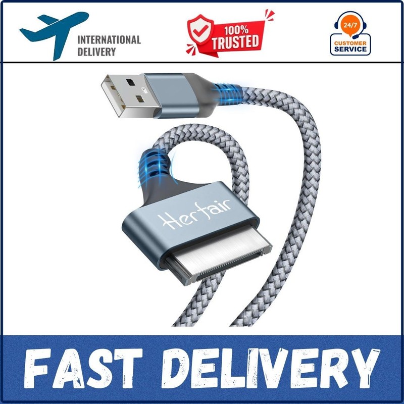 30 Pin to USB A Adapter Ipod Charger Nylon Braided Fast Charging Data Cord Next