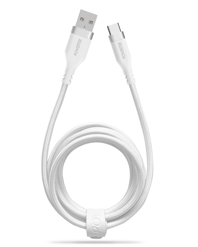 Powertek 6Ft USB-C Fast Charger Cable for Galaxy, Note, Tab, Macbook - White gallery