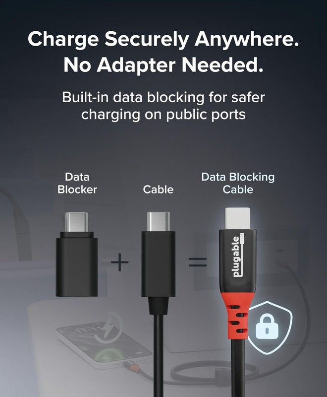 Plugable USB-C Charging Cable 240W With Data Blocking 1 Meter gallery
