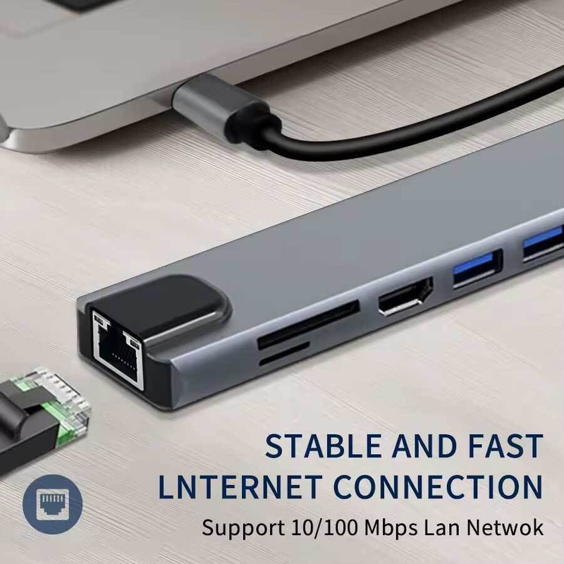 HDMI TV Adapter 8-in-1 USB-C Hub RJ45 Ethernet Port TYPE-C PD for Tablets gallery
