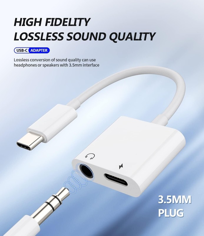 2 in 1 Charger Headphone USB Type C to 3.5mm Aux Audio Cable Cord Adapter lot gallery