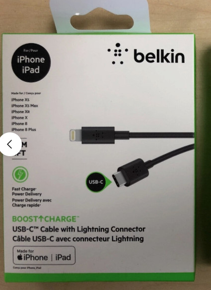 Belkin Boost Charge 4FT USB-C Cable with Lightn-ing Connector – NEW