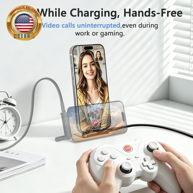 USB C Phone Charging Stand with 5FT Cable Set, 240W Fast Charging Extended Tip S gallery