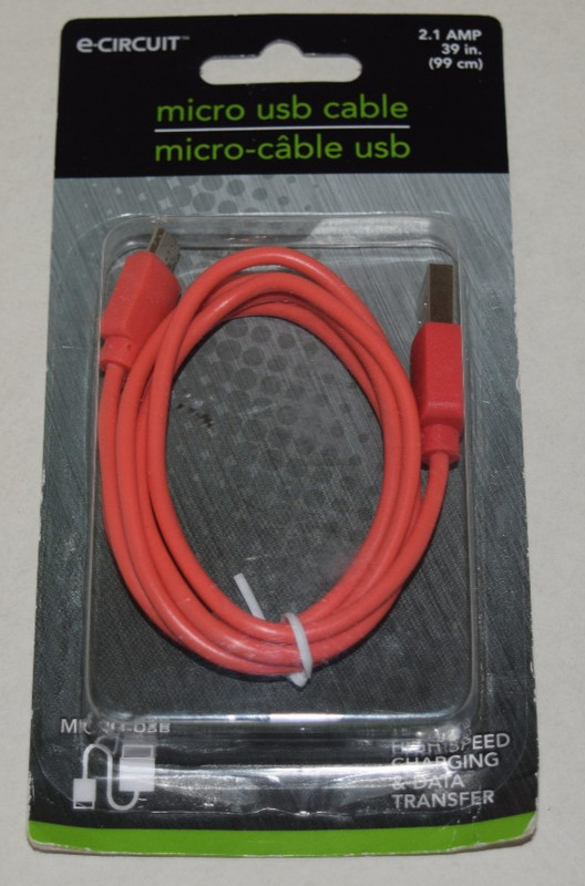 E-Circuit Micro USB Charging Cable Cord Blue 3 Feet Brand New
