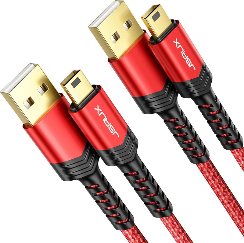 JSAUX Mini USB Cable[2-Pack 3.3Ft+6.6Ft], USB 2.0 Type a to Mini B Fast Charging