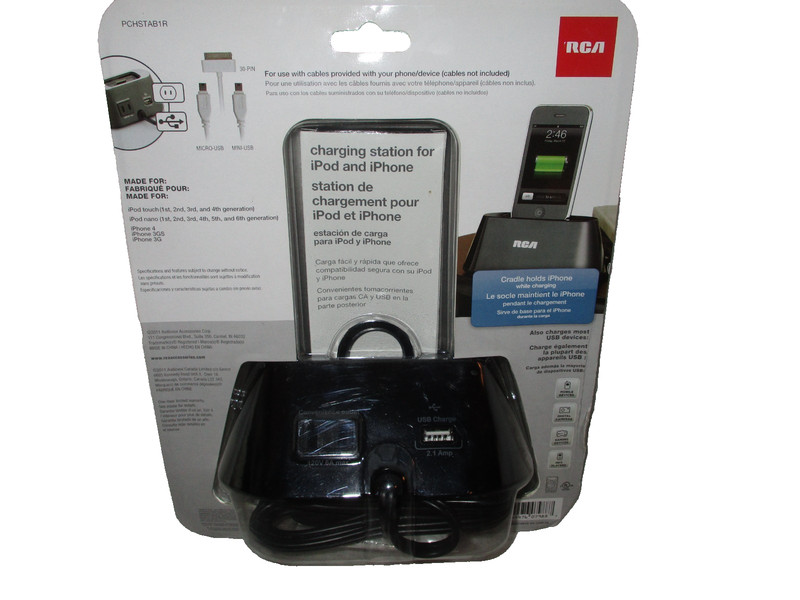 RCA CHARGING STATION FOR I POD & I PHONE 30 PIN 2.1 USB PRT #PCHSTAB1R gallery