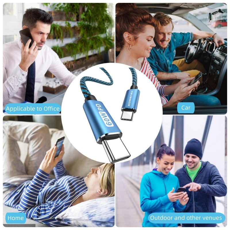 USB to USB Cable, -Charger Cable 10FT 5Pack 60W, USBC to USBC Fast Charging C... gallery