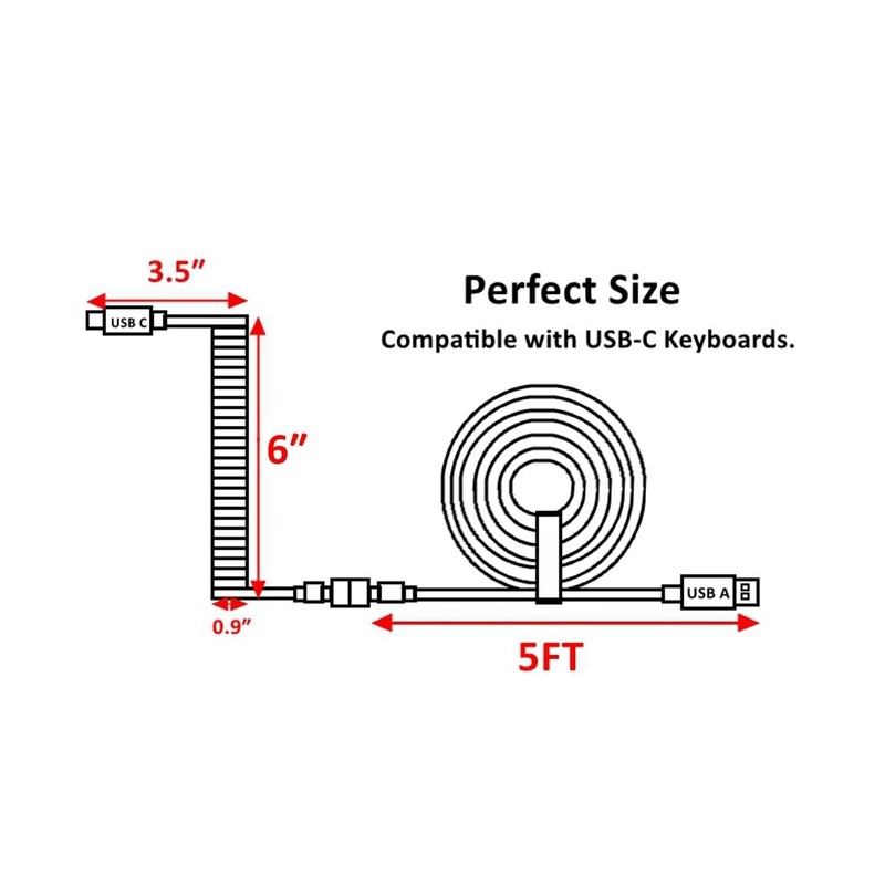Reverse Coiled -Cable for Gaming Keyboard, Double-Sleeved Mechanical Keyboard... gallery