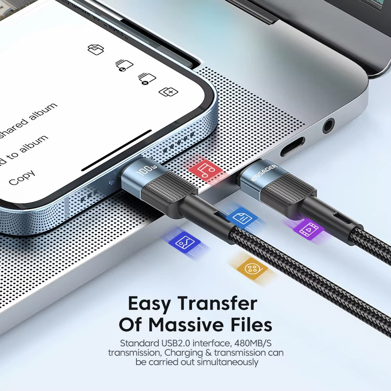 Essager 100W USB Type C to USB C Cable USB-C PD Fast Charging Charger Wire Cord gallery