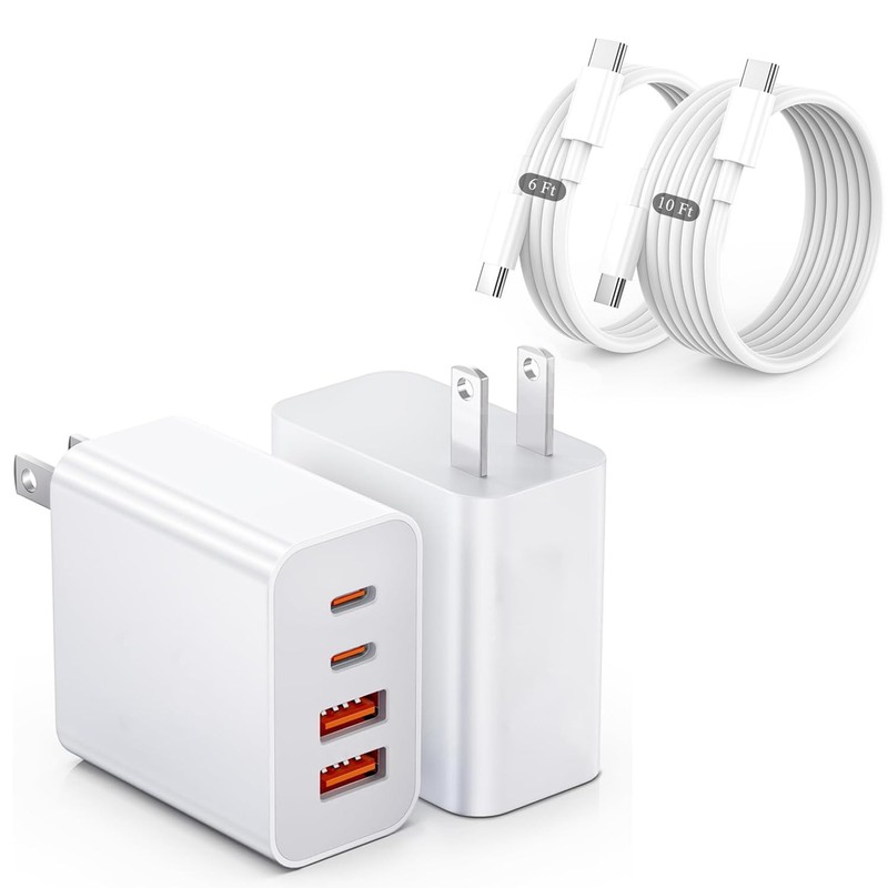 USB-C Wall Charger, 40W 4-Port (2×USB-C PD+2×USB-A QC) Fast Charging Block fo…