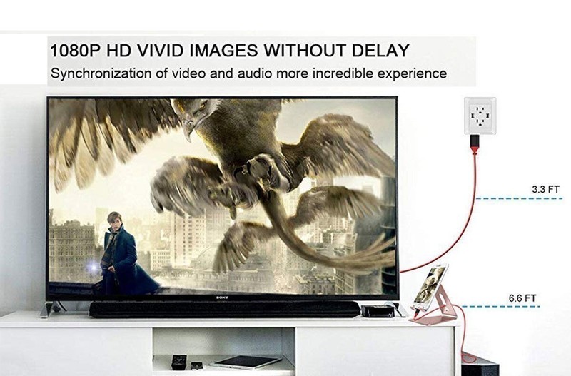 HDMI Mirroring AV Cable Phone to TV HDTV Adapter 1080P for iPhone 14 13 12 11 XR gallery