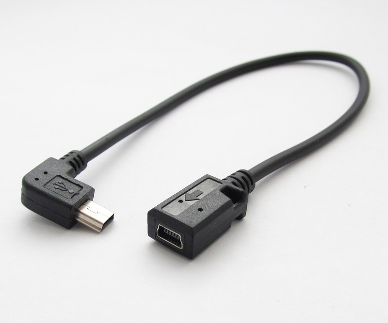 1pc 1ft/30cm Mini 5pin USB Male To Female Right Angle Data and Charge Cable Cord gallery