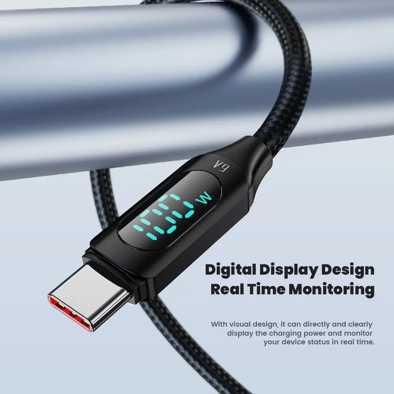 Toocki 100W USB-C Cable Digital Display Fast Charging Data Cord 1M/2M Length gallery